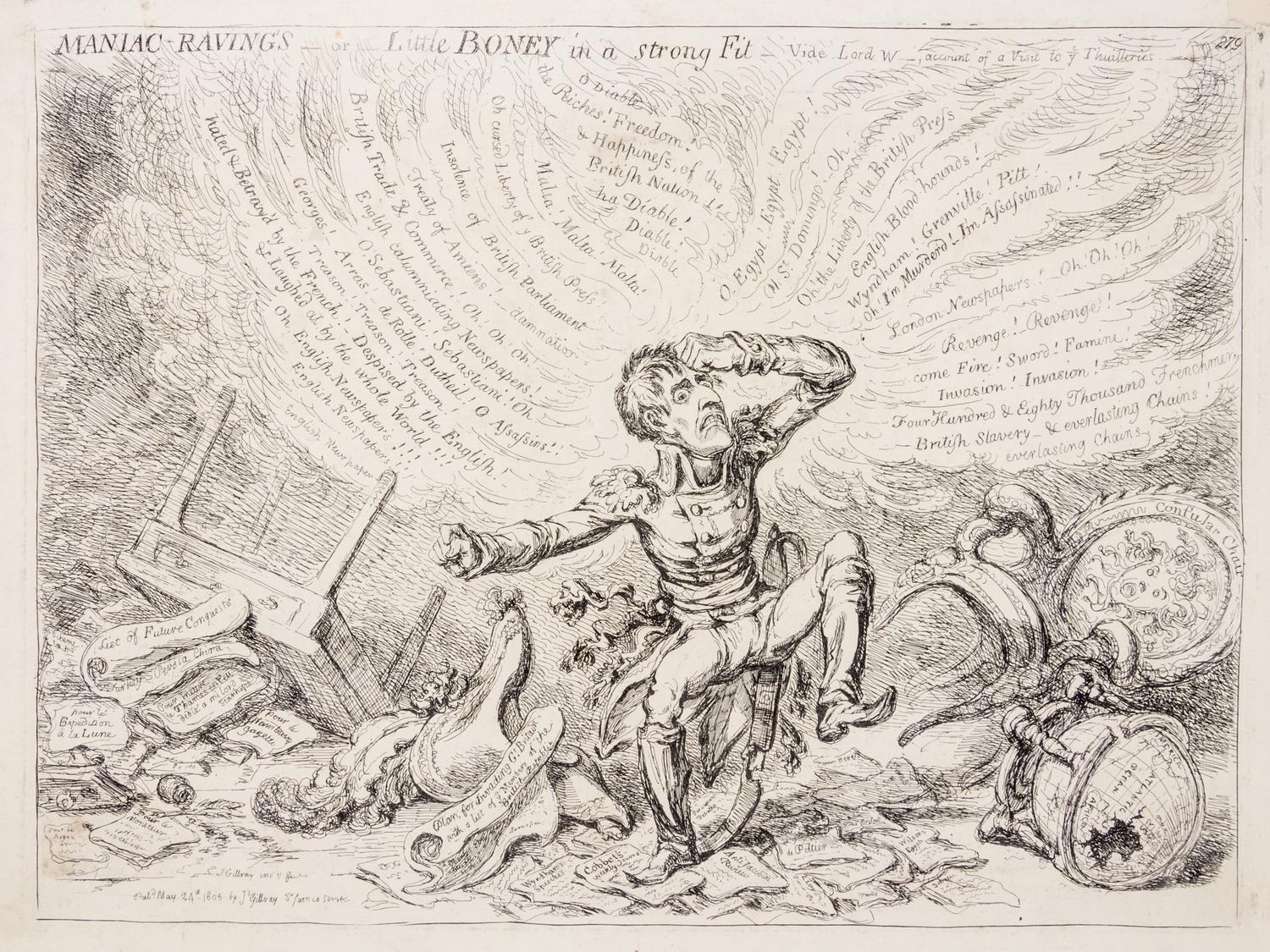 (CARICATURE) GILLRAY, JAMES, et al. A palimpsest with Gillray-era caricatures. Folio, with 50 b/w plates.