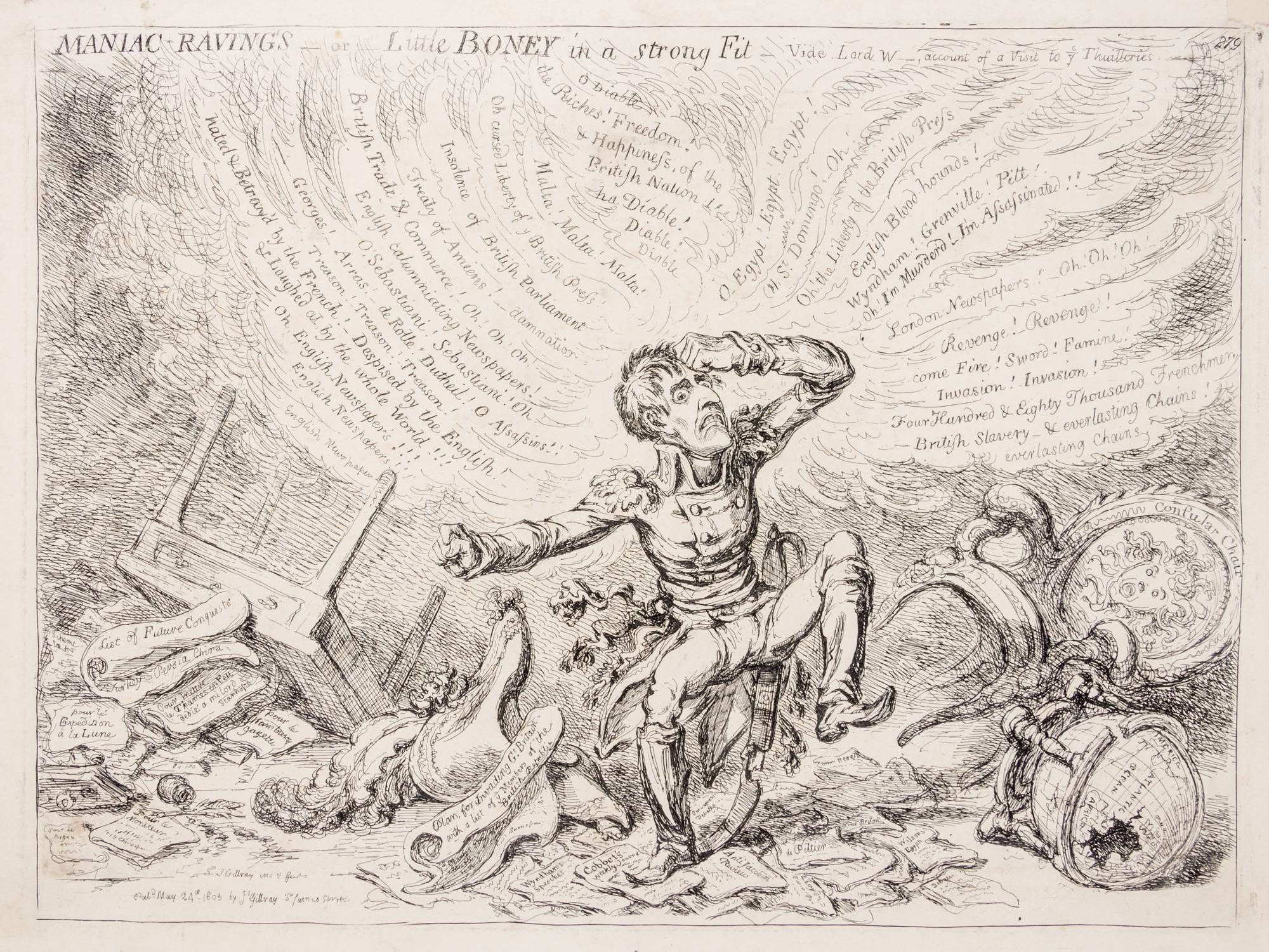 (CARICATURE) GILLRAY, JAMES, et al. A palimpsest with Gillray-era caricatures. Folio, with 50 b/w plates.