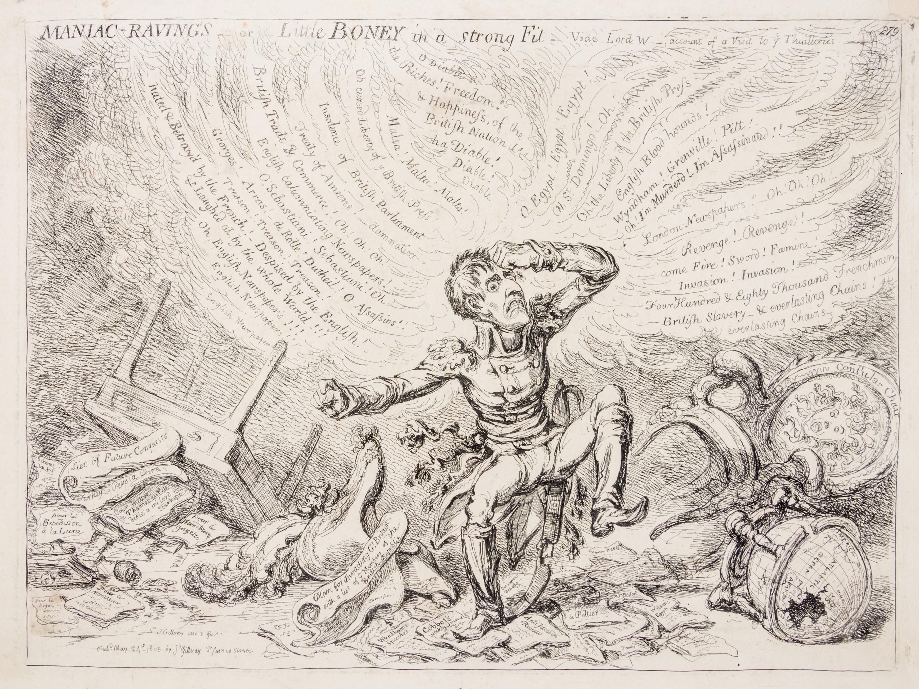 (CARICATURE) GILLRAY, JAMES, et al. A palimpsest with Gillray-era caricatures. Folio, with 50 b/w plates.