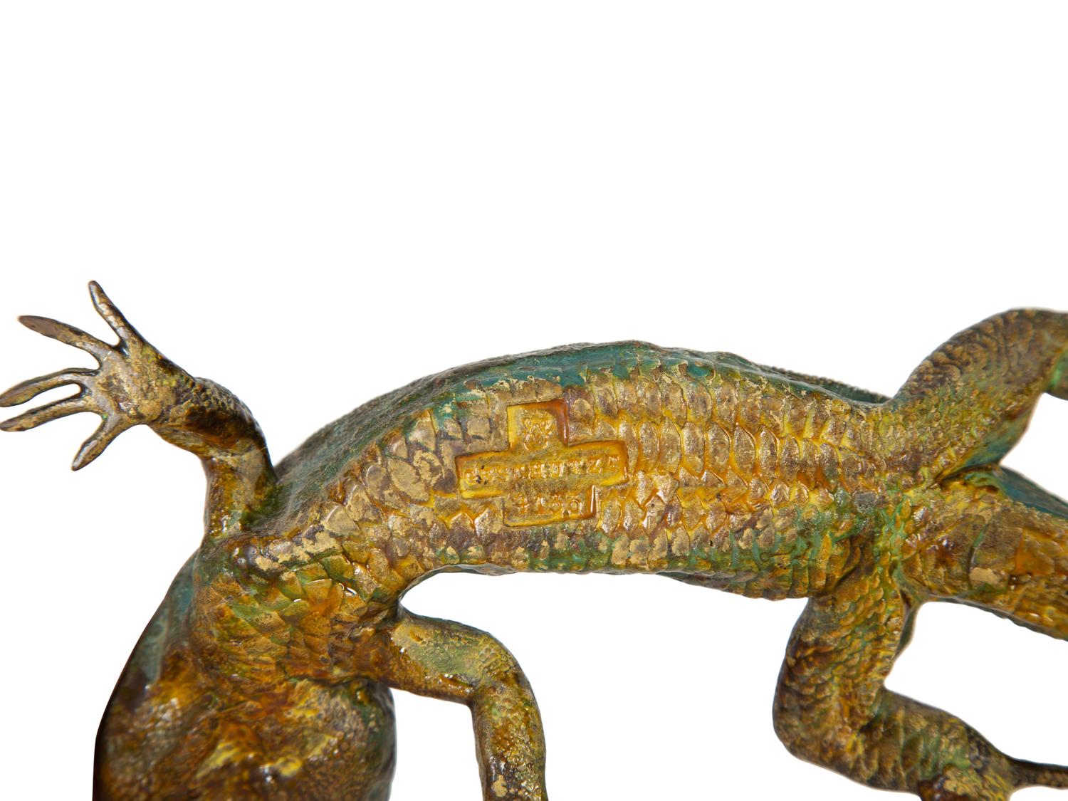 A Bergmann Austrian Cold-Painted Bronze Canary Island Lizard (No. 4133) — 19th Century