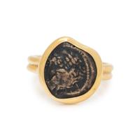 ANTIQUE COIN AND YELLOW GOLD RING