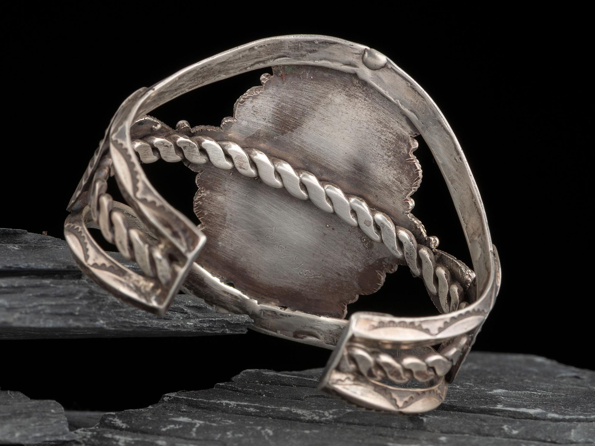 Navajo Silver and Turquoise Cluster Cuff Bracelet