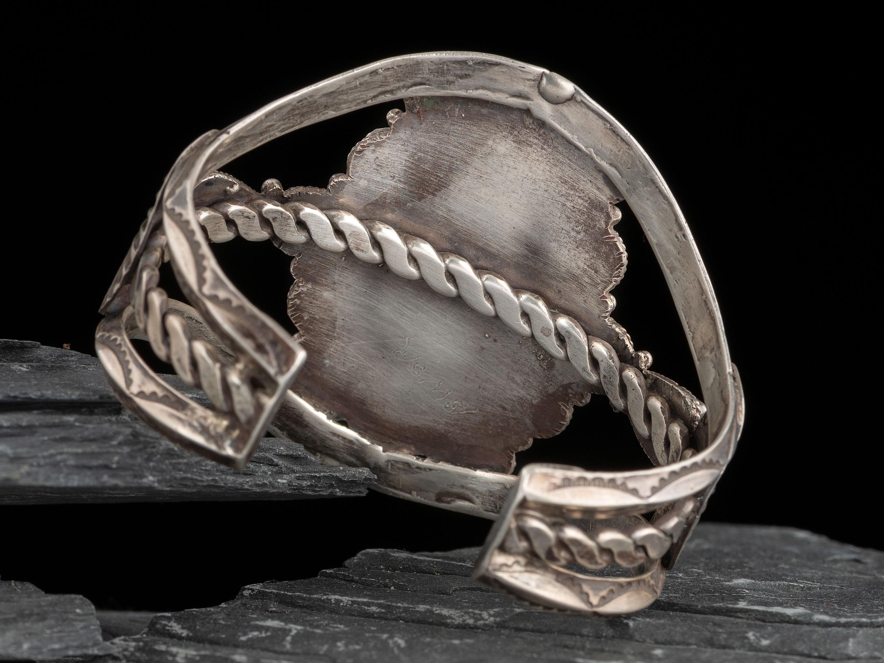 Navajo Silver and Turquoise Cluster Cuff Bracelet