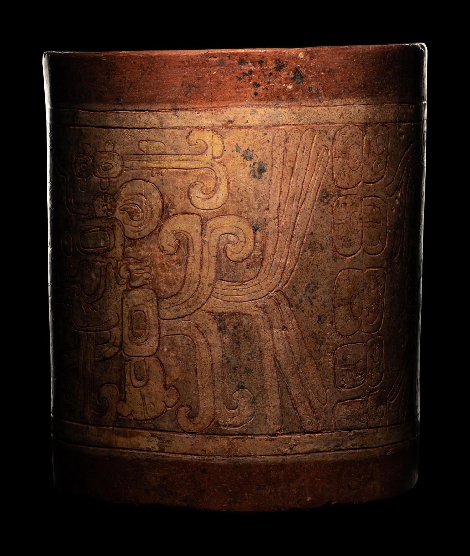 A Maya Incised Cylinder Vessel