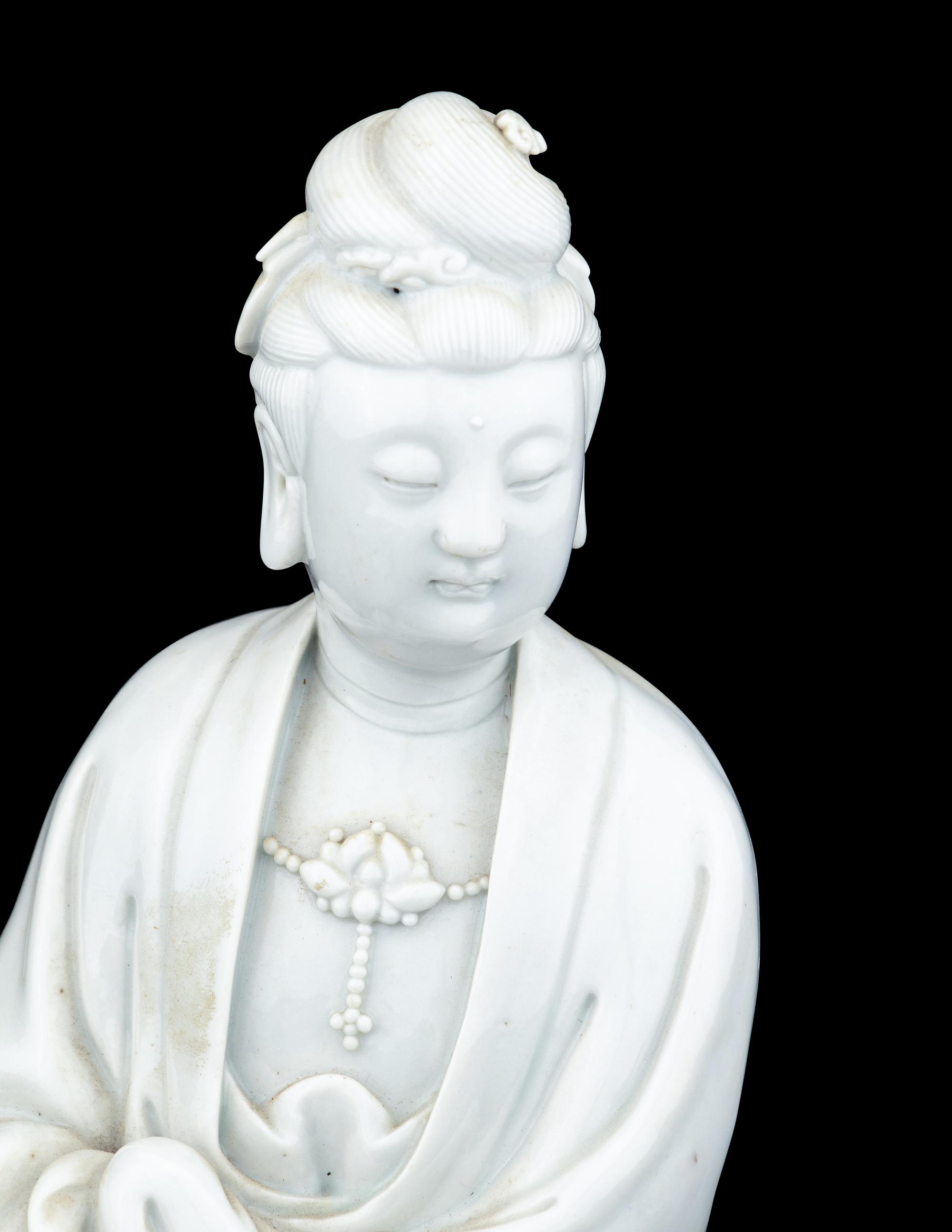 A Blanc-de-Chine Porcelain Figure of Guanyin