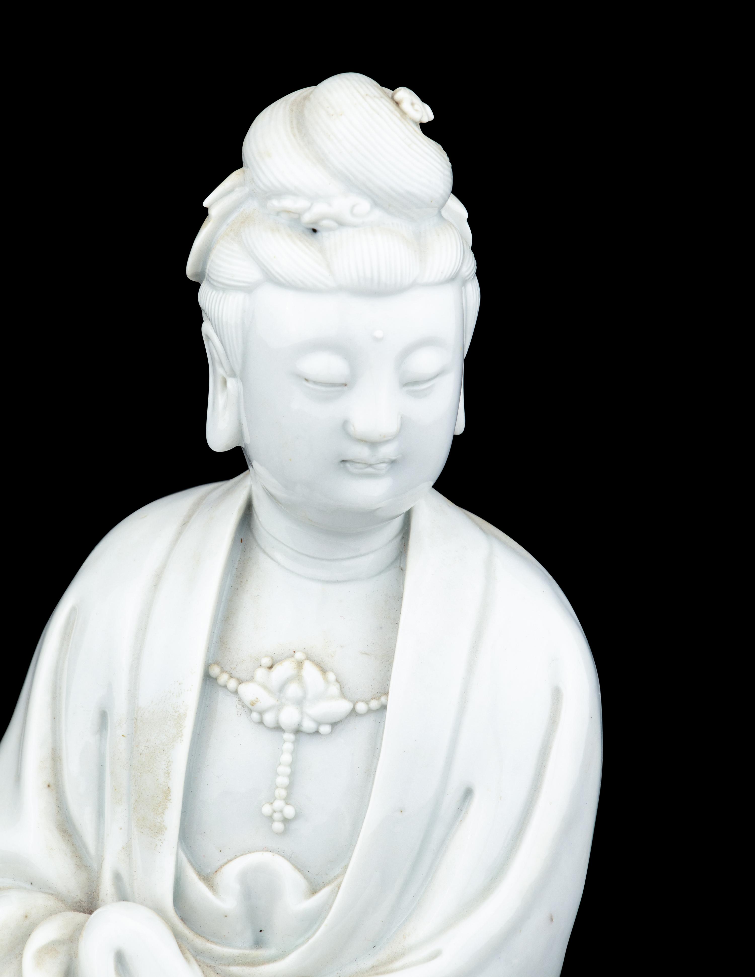 A Blanc-de-Chine Porcelain Figure of Guanyin