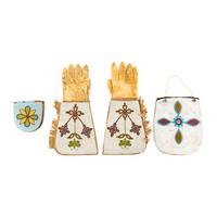 Plateau Beaded Hide Gauntlets and Flat Bags