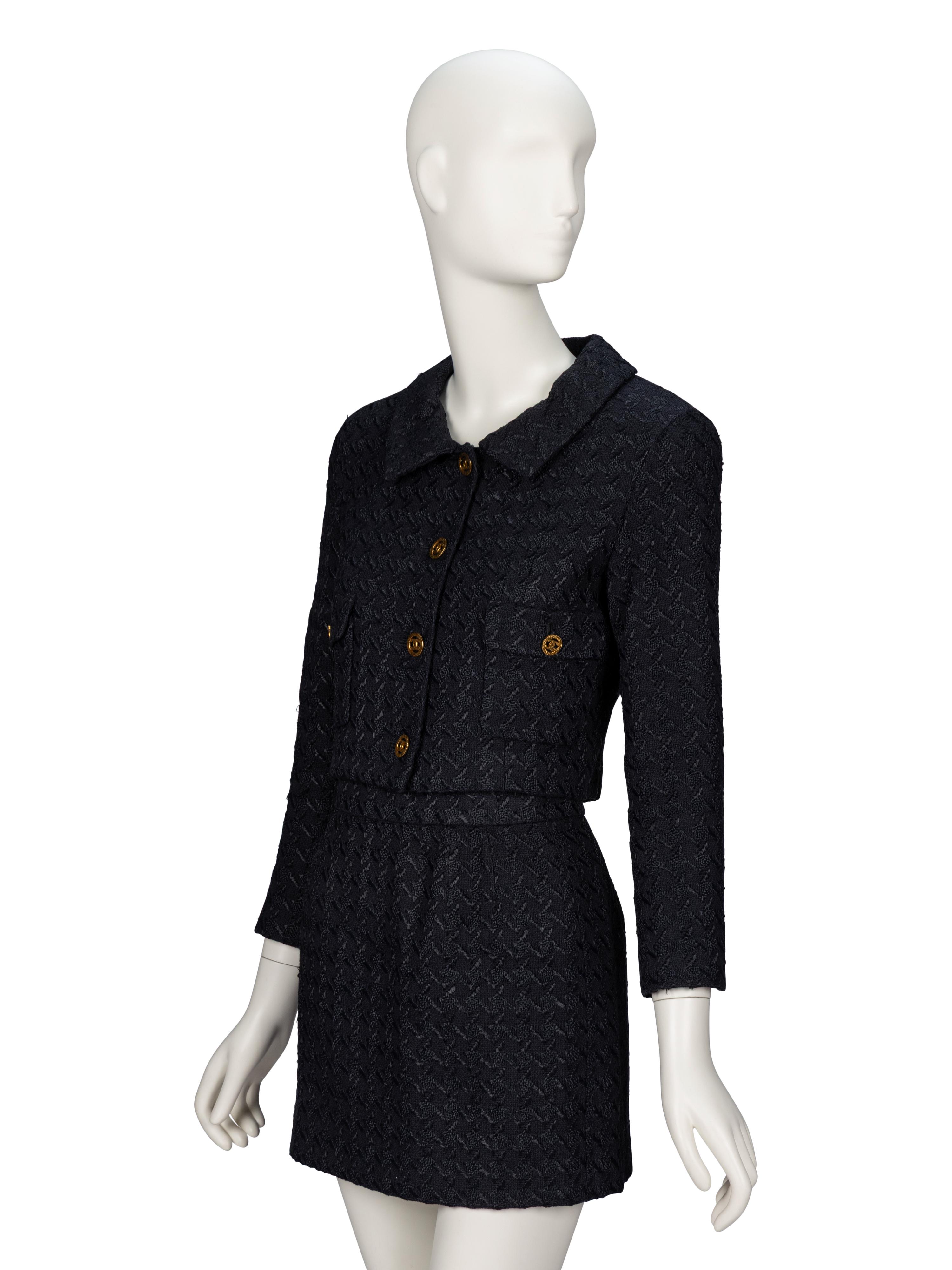 Chanel, Black Jacquard Skirt Suit