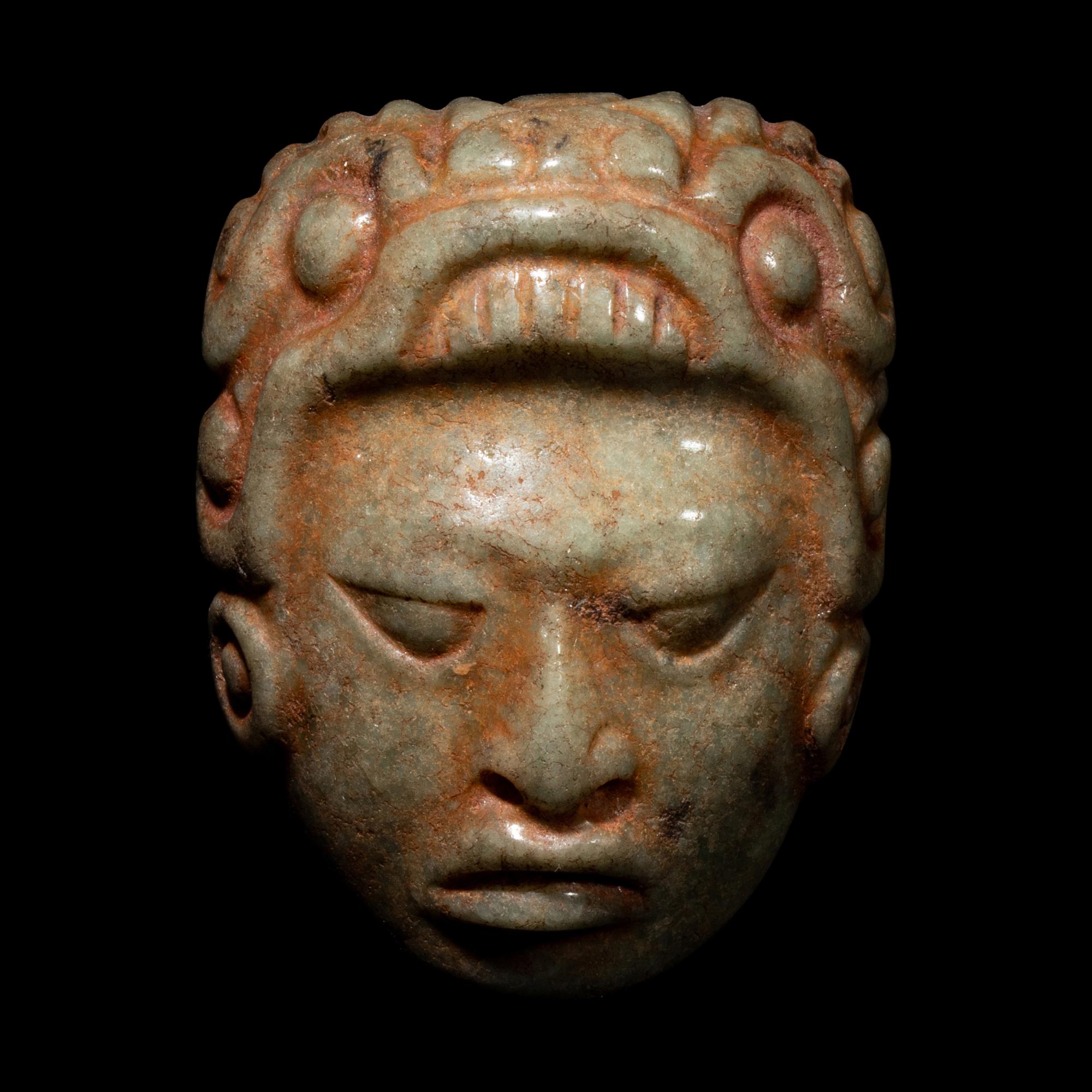 A Maya Jadeite Face Pendant