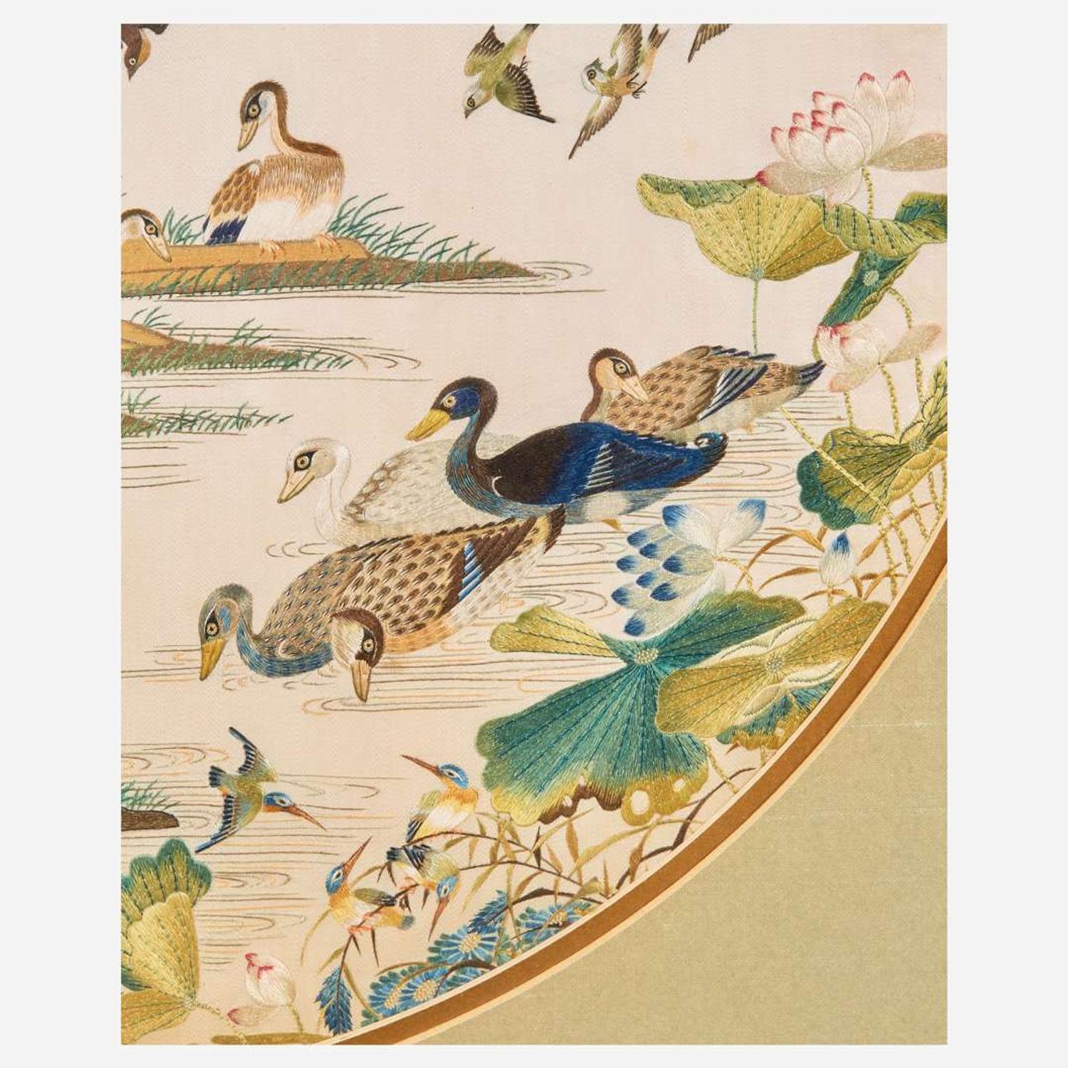 A finely-wrought Chinese silk "Phoenix and Birds" embroidery 百鸟朝凤刺绣一幅