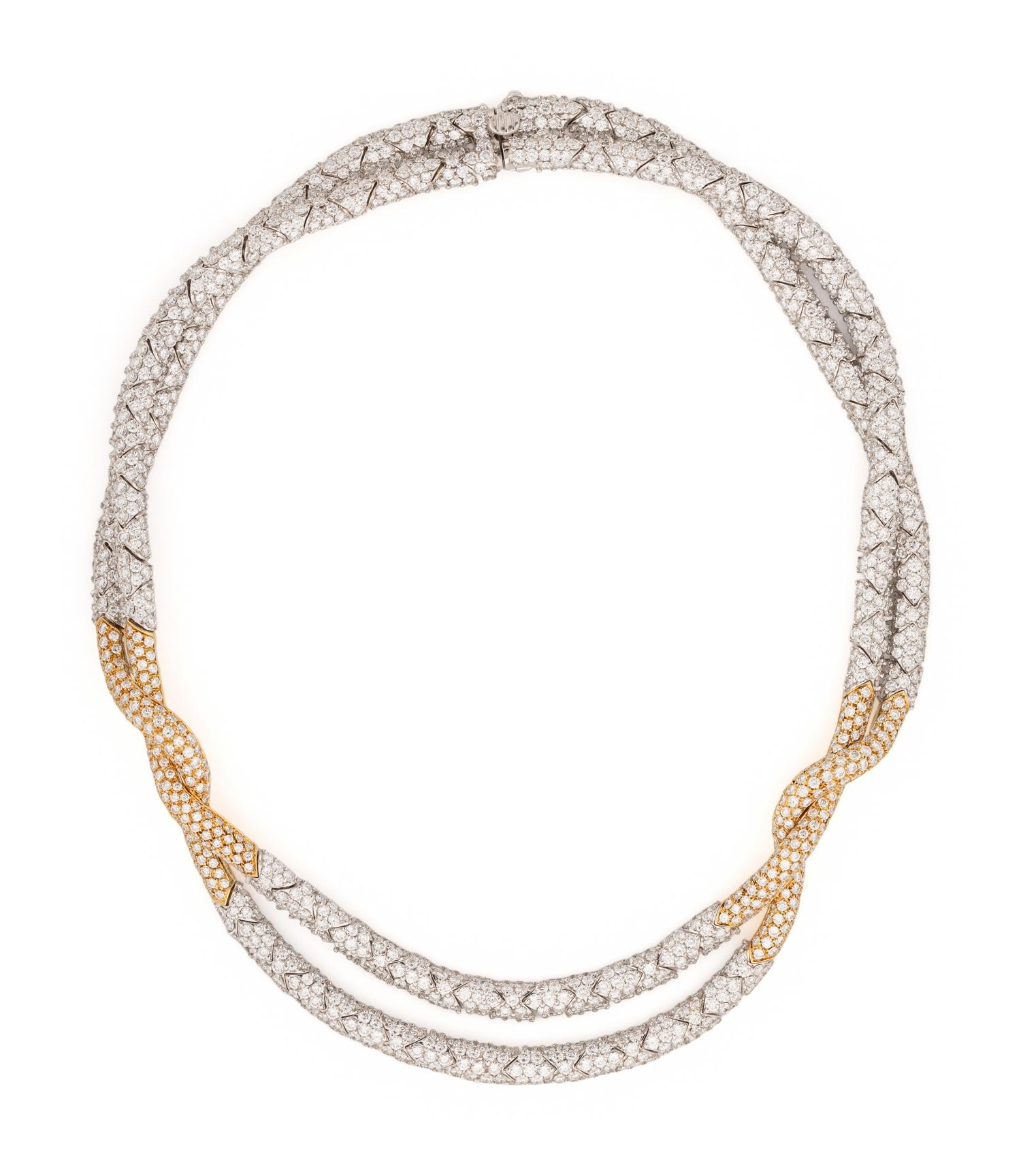 DIAMOND AND BICOLOR GOLD NECKLACE