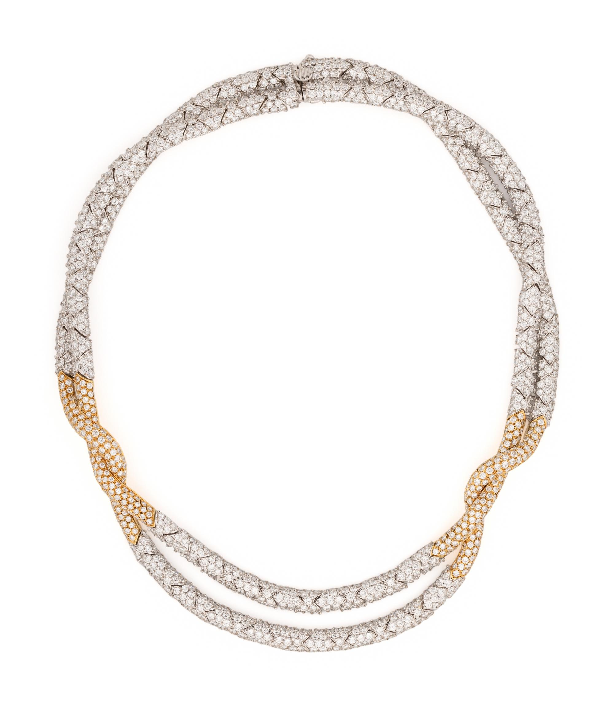 DIAMOND AND BICOLOR GOLD NECKLACE