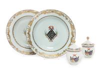 A Pair of Chinese Export Armorial Soup Plates Diameter of soup plate 9 1/4 inches. — MID-18TH CENTURY