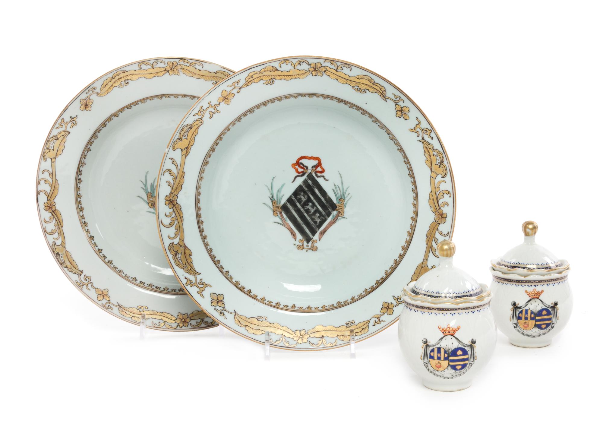 A Pair of Chinese Export Armorial Soup Plates Diameter of soup plate 9 1/4 inches. — MID-18TH CENTURY