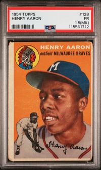 A 1954 Topps Hank Aaron Rookie Baseball Card No. 128 (PSA 1.5 MK)