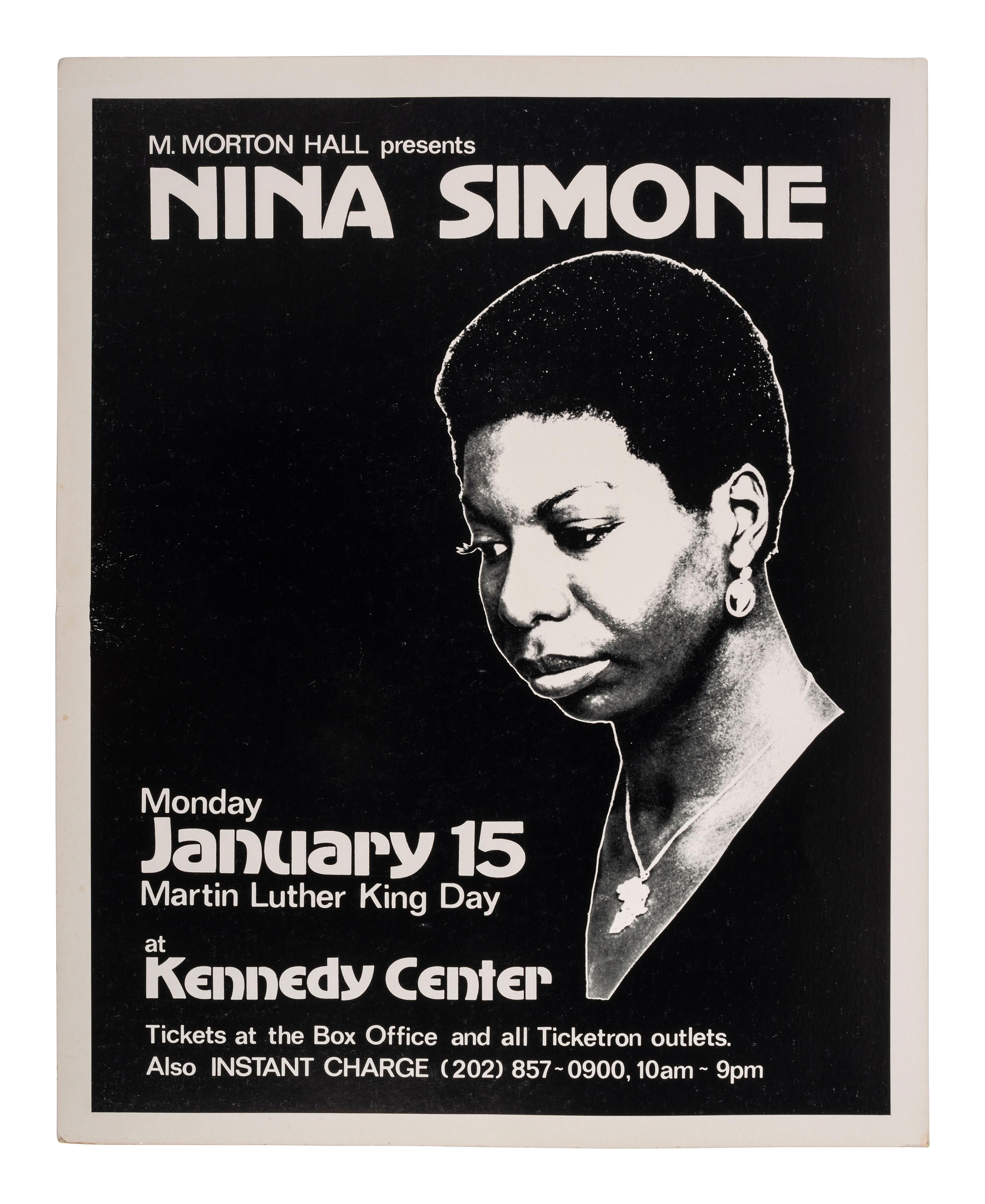 [MUSIC]. M. Morton Hall presents Nina Simone, Monday, January 15, Martin Luther King Day at Kennedy Center . N.p., [1979].