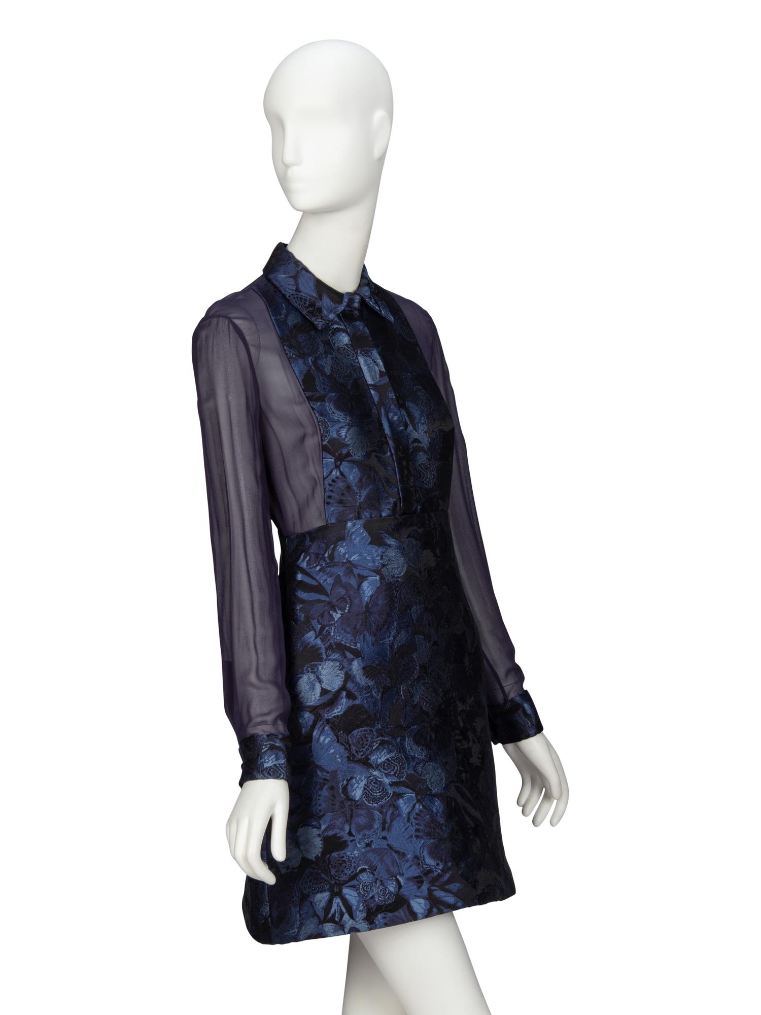VALENTINO, FLORAL JACQUARD & CHIFFON SHIRTDRESS