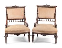 A Pair of Victorian Mahogany Slipper Chairs