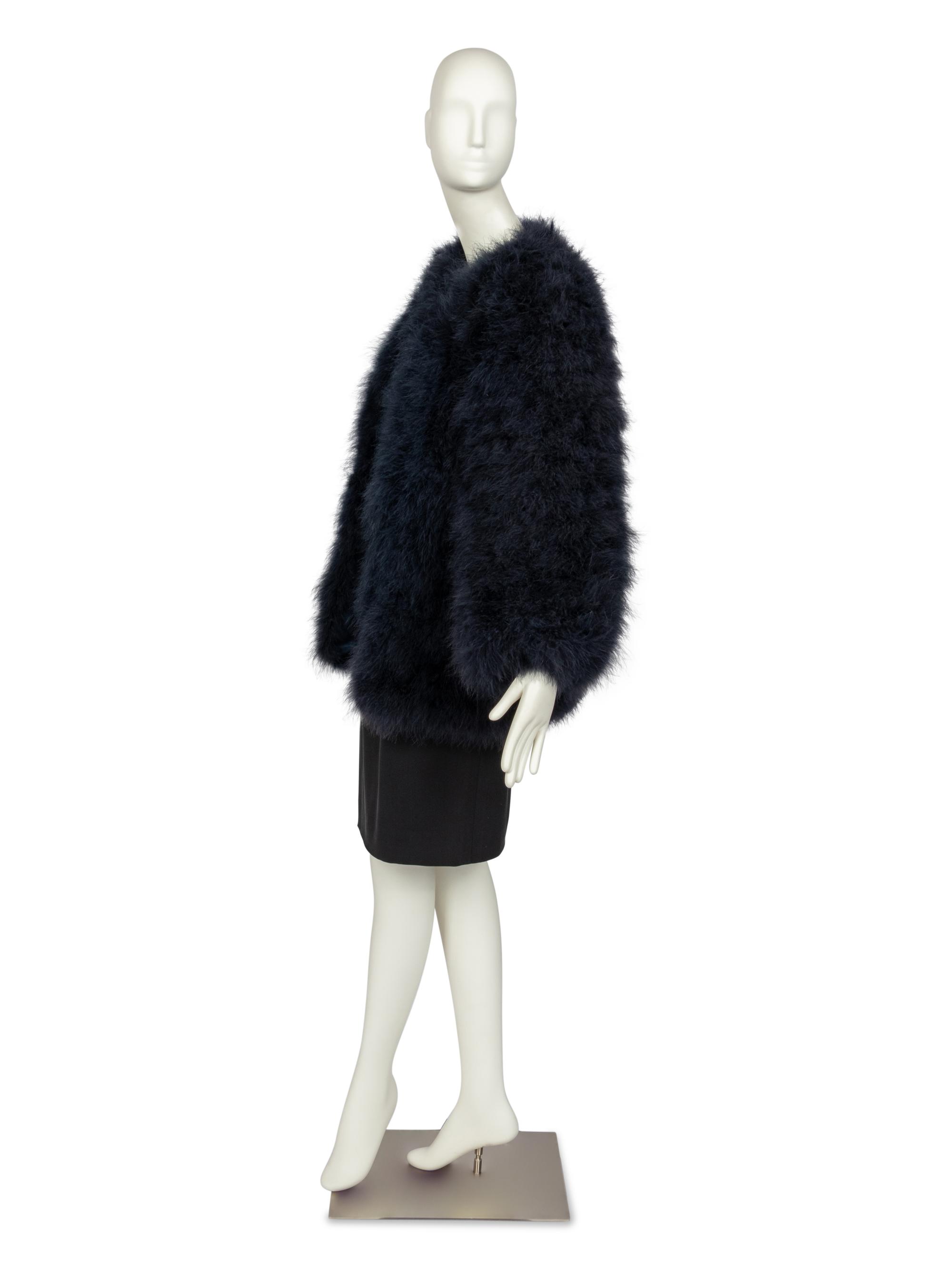 Saint Laurent Rive Gauche Blue Feather Jacket, 1970-80s