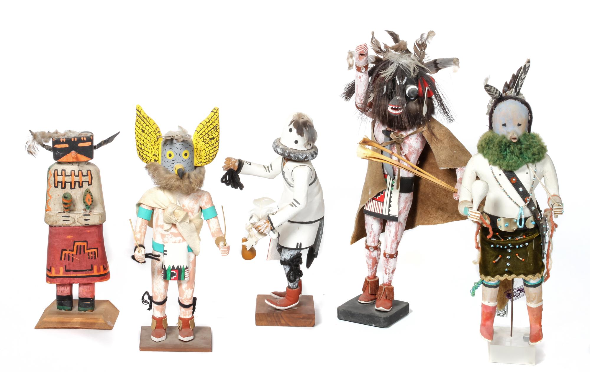 Five Hopi Kachinas Height of tallest 16 inches