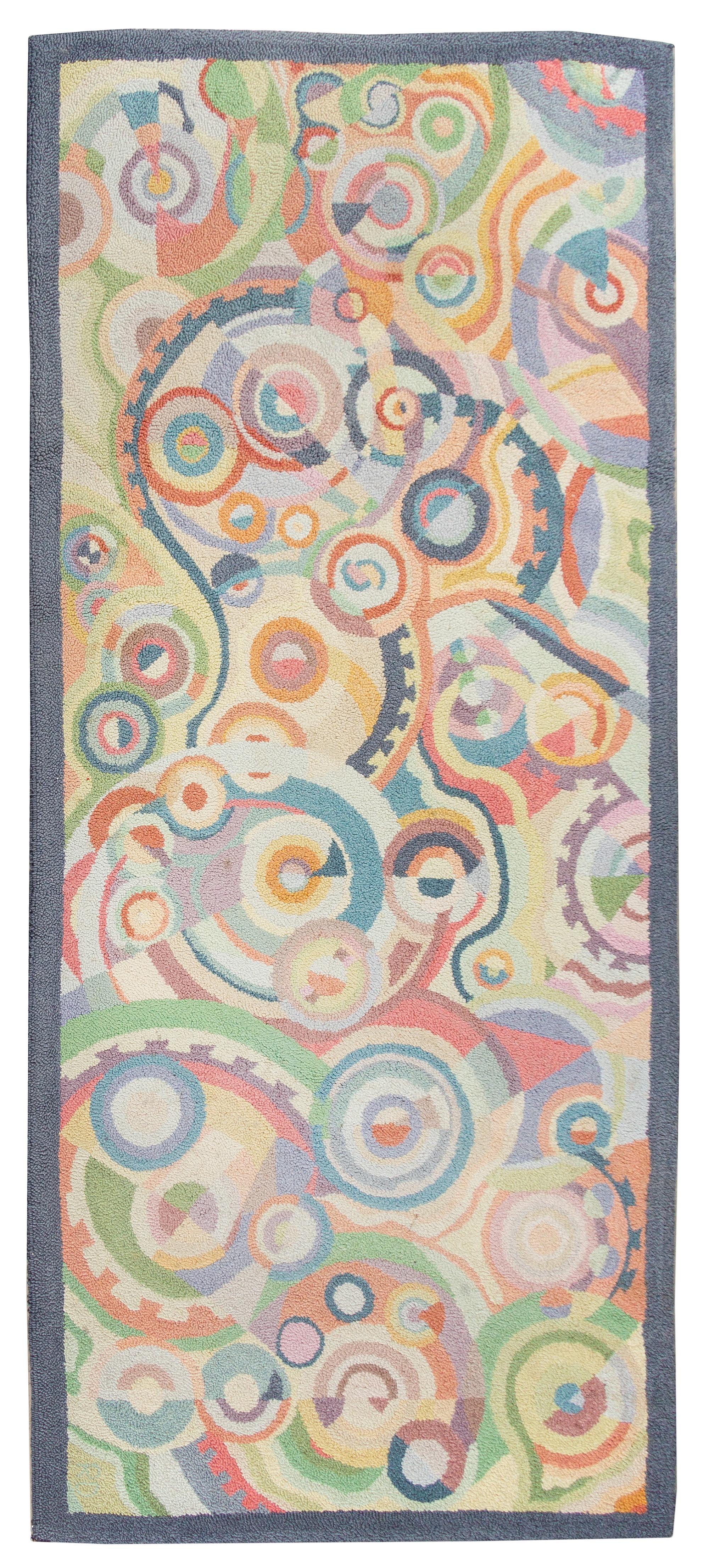 An American Hooked Modern Geometric Rug
