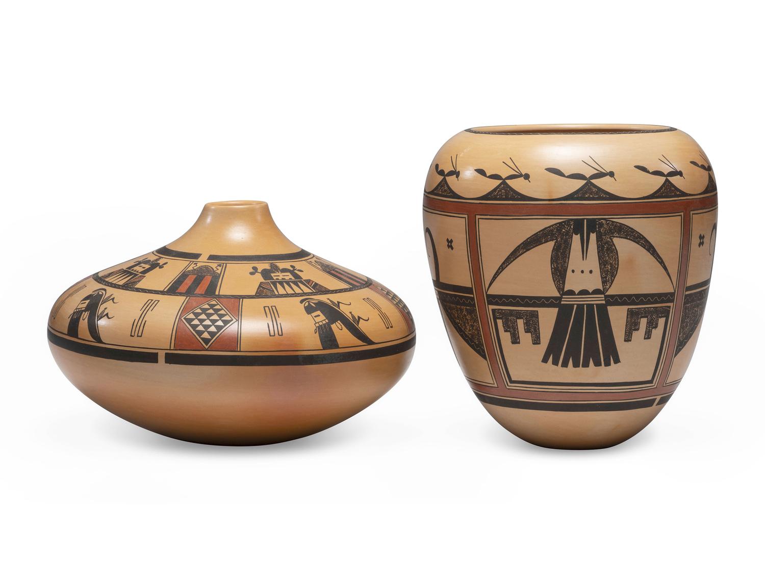 Pottery Jars, with Katsinas and Eagles
