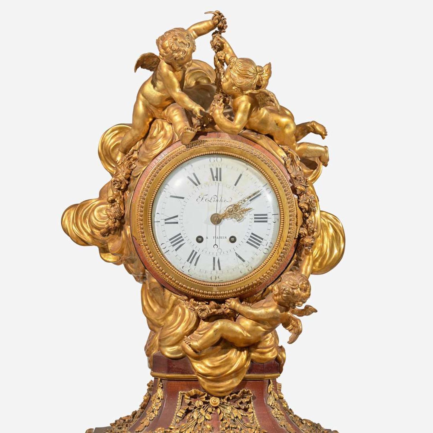 A Louis XVI style gilt-bronze mounted mahogany pedestal regulator clock François Linke (French, 1855-1946), with works by Dufaud, Paris, France, 1902-1910