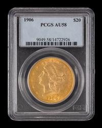 A United States 1906 Liberty Head $20 Gold Coin