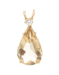 A Collection of Yellow Gold, Quartz and Diamond Pendants, 21.00 dwts.