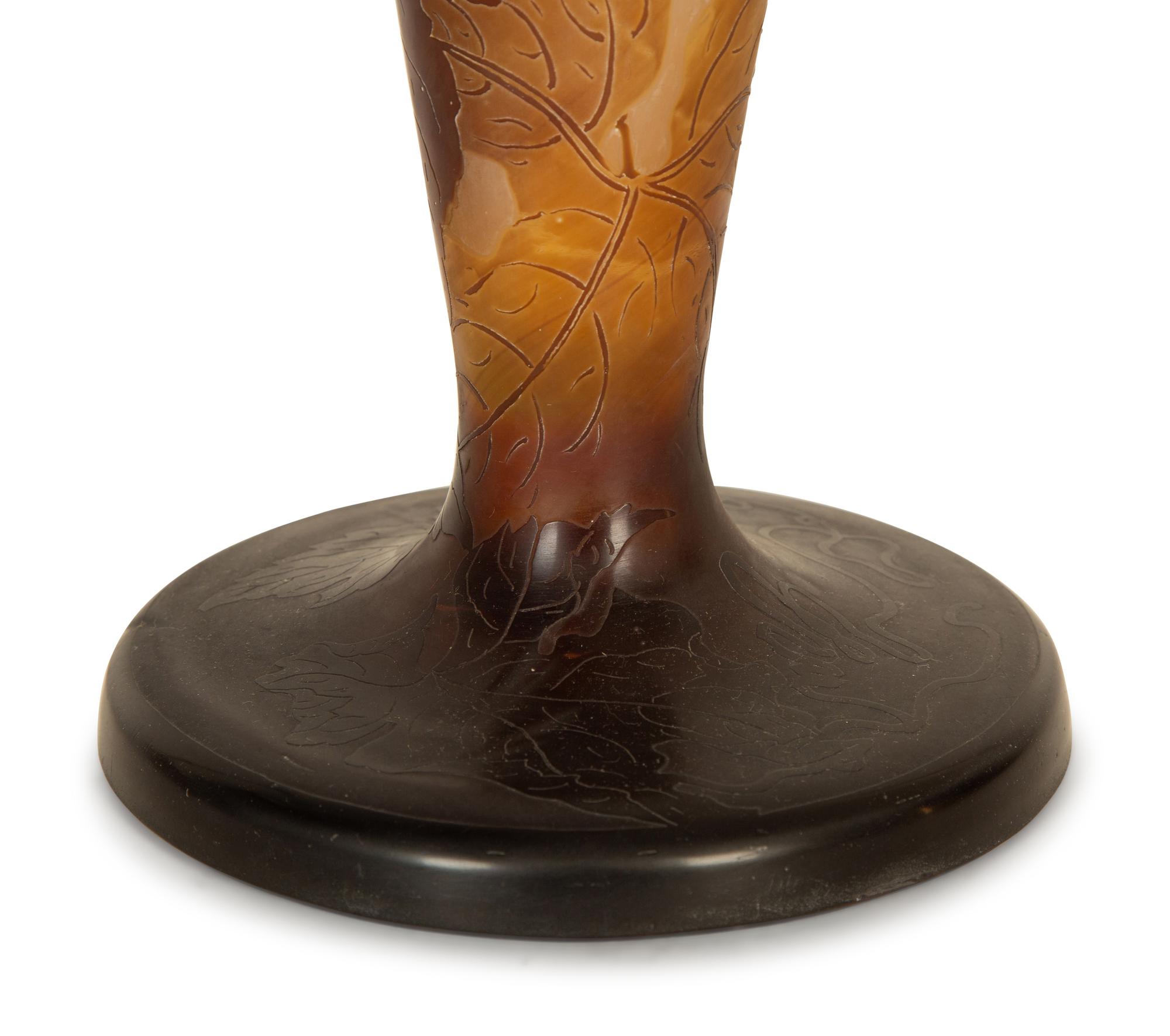 A Cameo Glass Baluster Vase in the Style of Emile Gallé