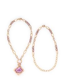 NINI, ROSE GOLD, KUNZITE, DIAMOND, AND PINK SAPPHIRE CONVERTIBLE NECKLACE