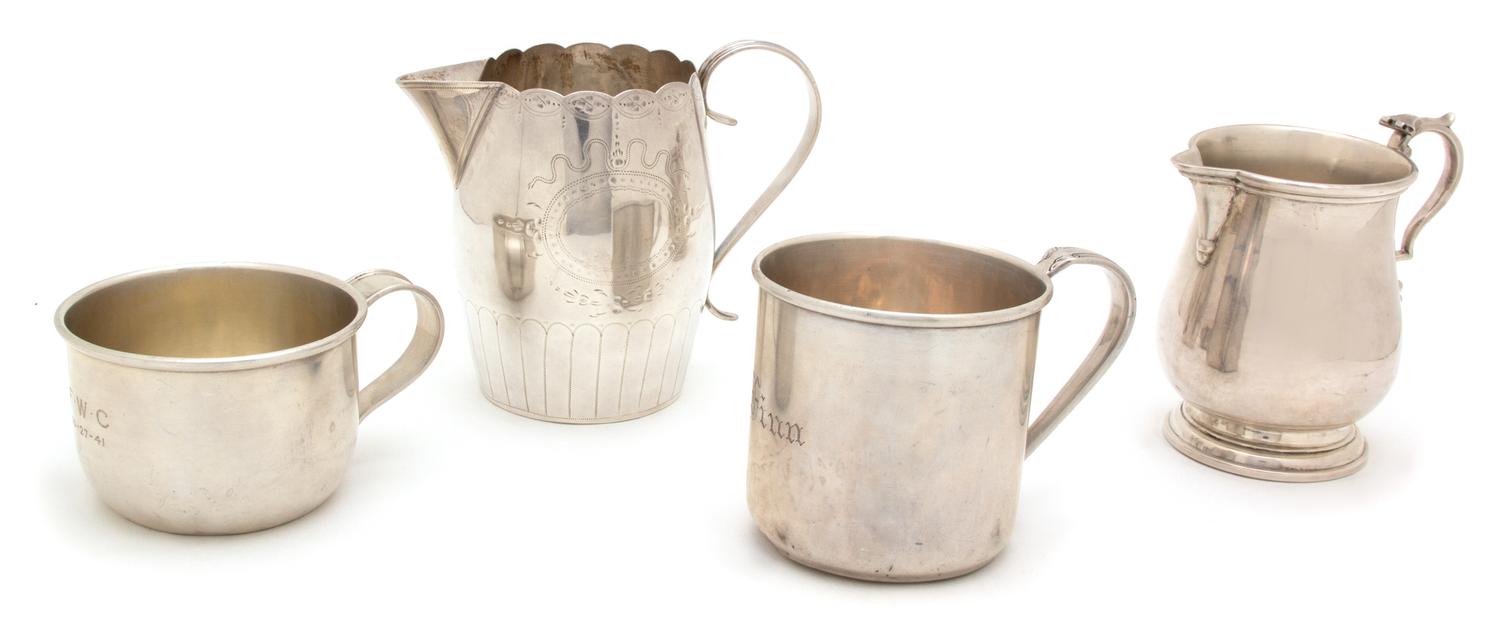 An American Silver Creamer, Lunt, Massachusetts, 20th Century, Paul Revere style, together with a Gorham demitasse coffee cup and two o
