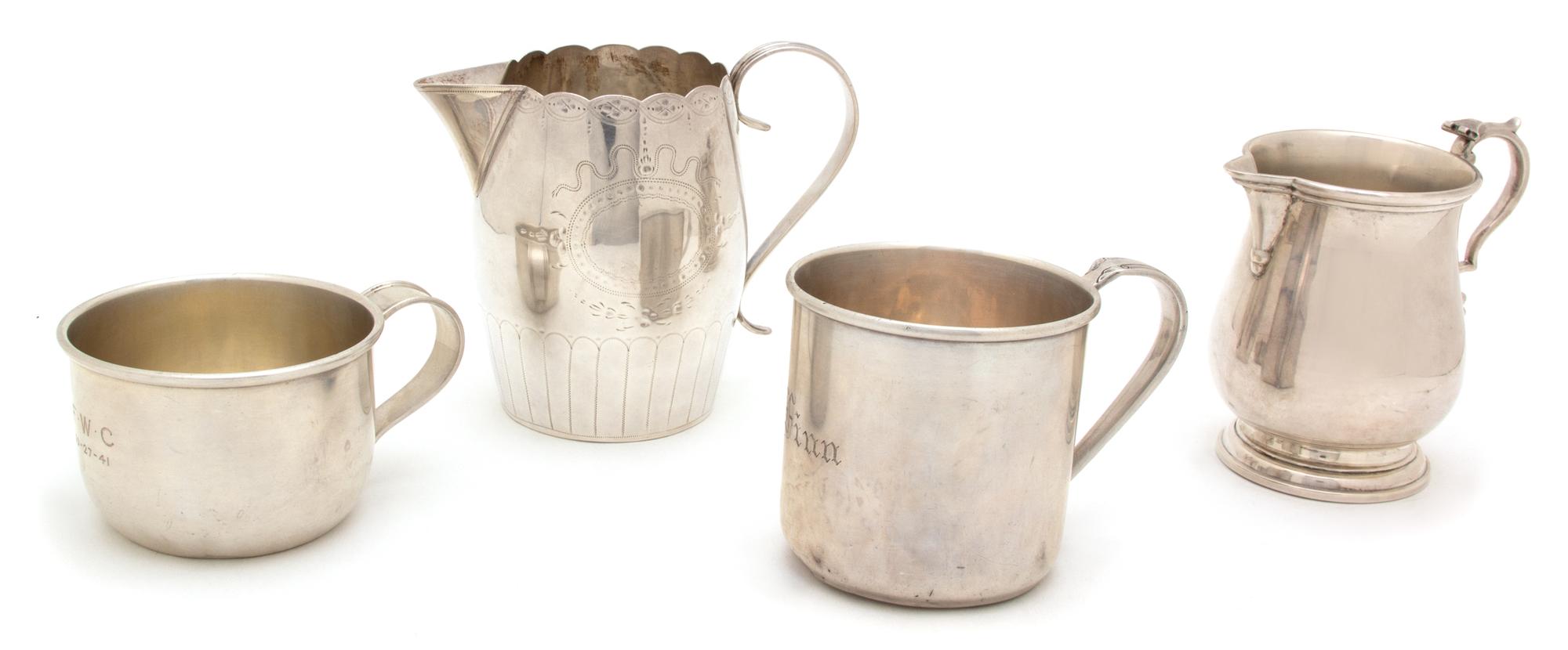 An American Silver Creamer, Lunt, Massachusetts, 20th Century, Paul Revere style, together with a Gorham demitasse coffee cup and two o