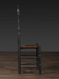 A Queen Anne Black Painted 'Heart and Crown' Splint Seat Side Chair