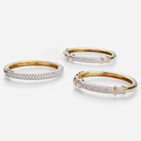 Trio of 14K Bangles Pavé-Set with Diamonds