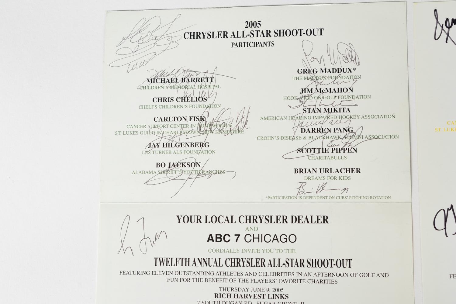 A Group of Three Chrysler All-Star Golf Shootout Signed Autograph Invitations Including Multiple Chicago Hall of Famers (Beckett Authentication Services BAS Certified),