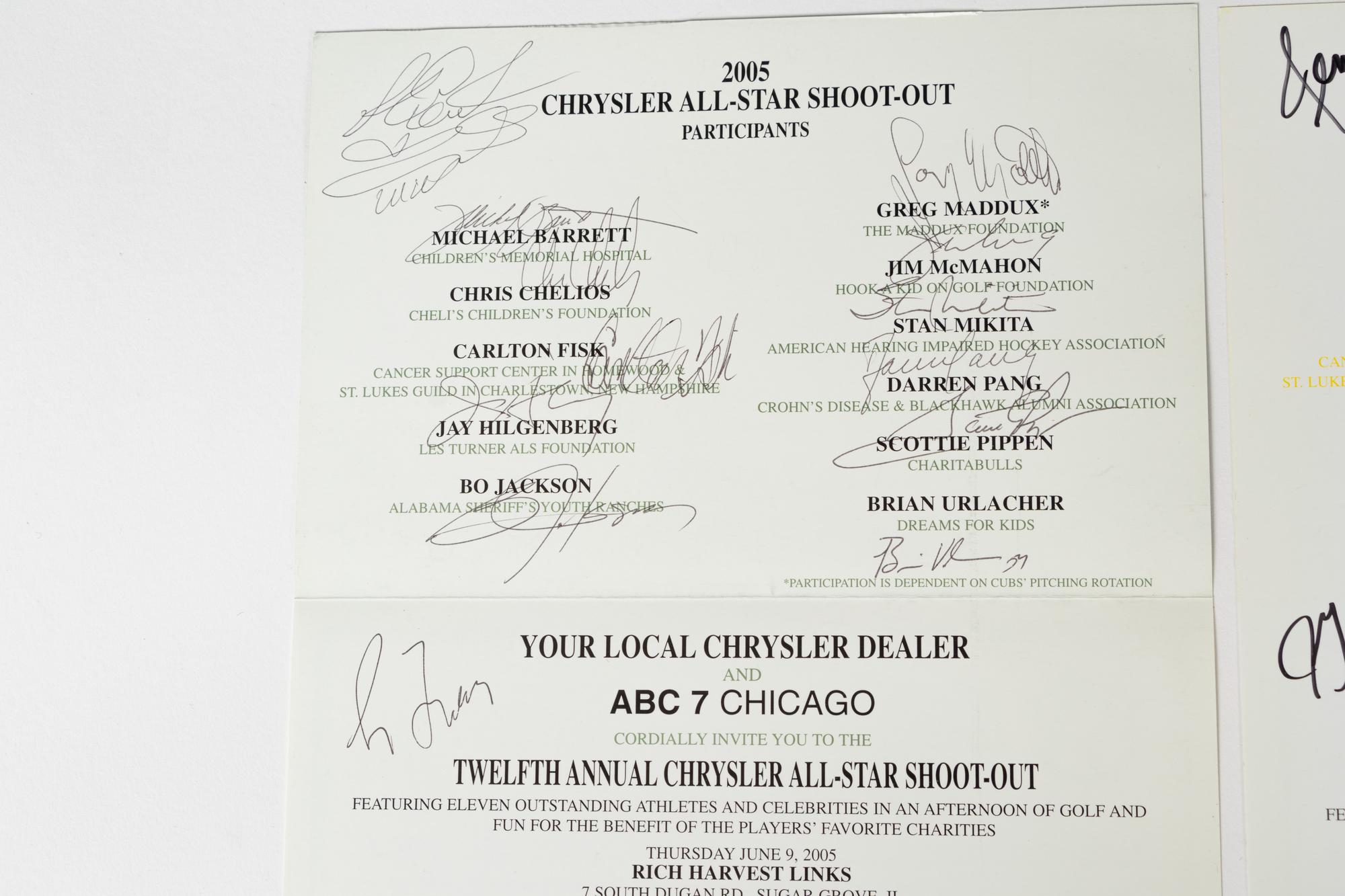 A Group of Three Chrysler All-Star Golf Shootout Signed Autograph Invitations Including Multiple Chicago Hall of Famers (Beckett Authentication Services BAS Certified),