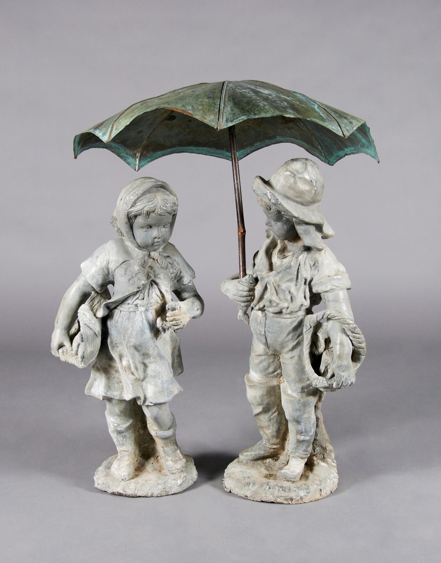 A Lead Figural Fountain, Height of tallest figure 32 inches
