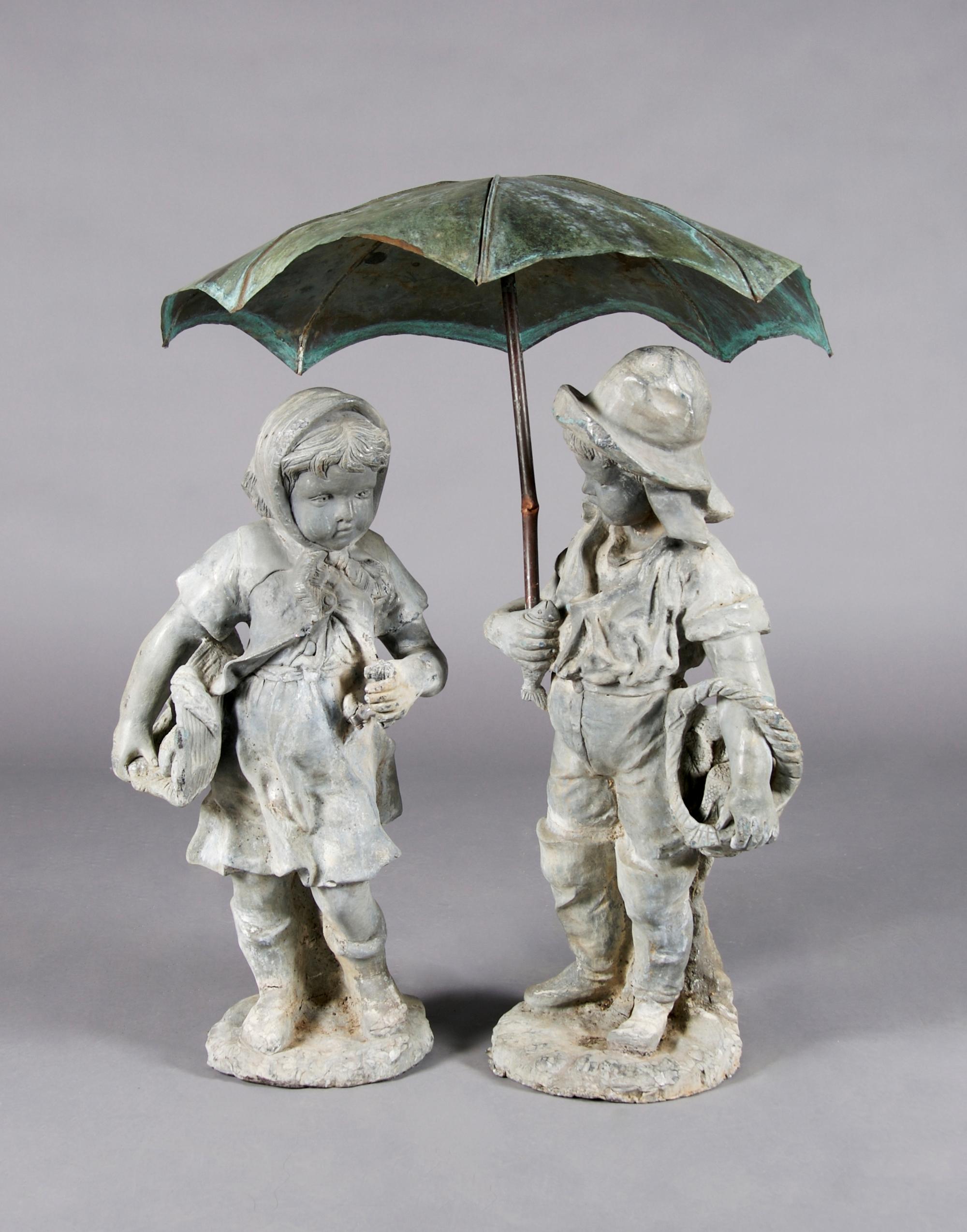 A Lead Figural Fountain, Height of tallest figure 32 inches