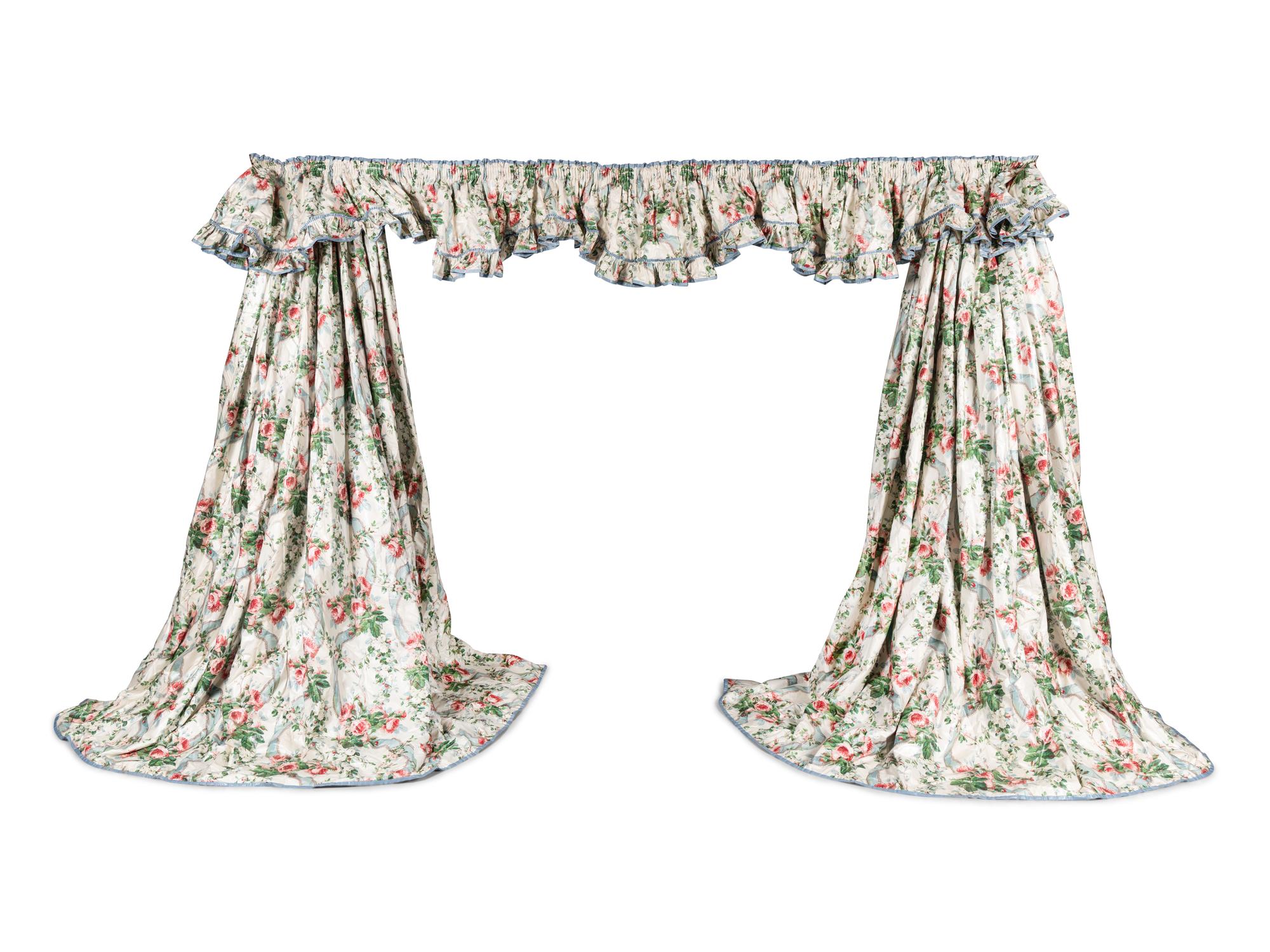 Two Pairs of Drapery Panels and Two Valances