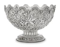 An S. Kirk and Son Coin Silver Repousse Centerpiece Bowl