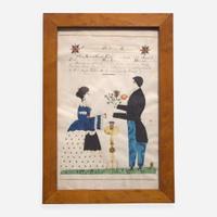 A Fraktur birth and baptism record for Amanda Ertel (b. 1859) Reverend Henry Young (1792-1861)
