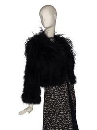 Bob Mackie Beaded Leopard Print Dress & Feather Jackets