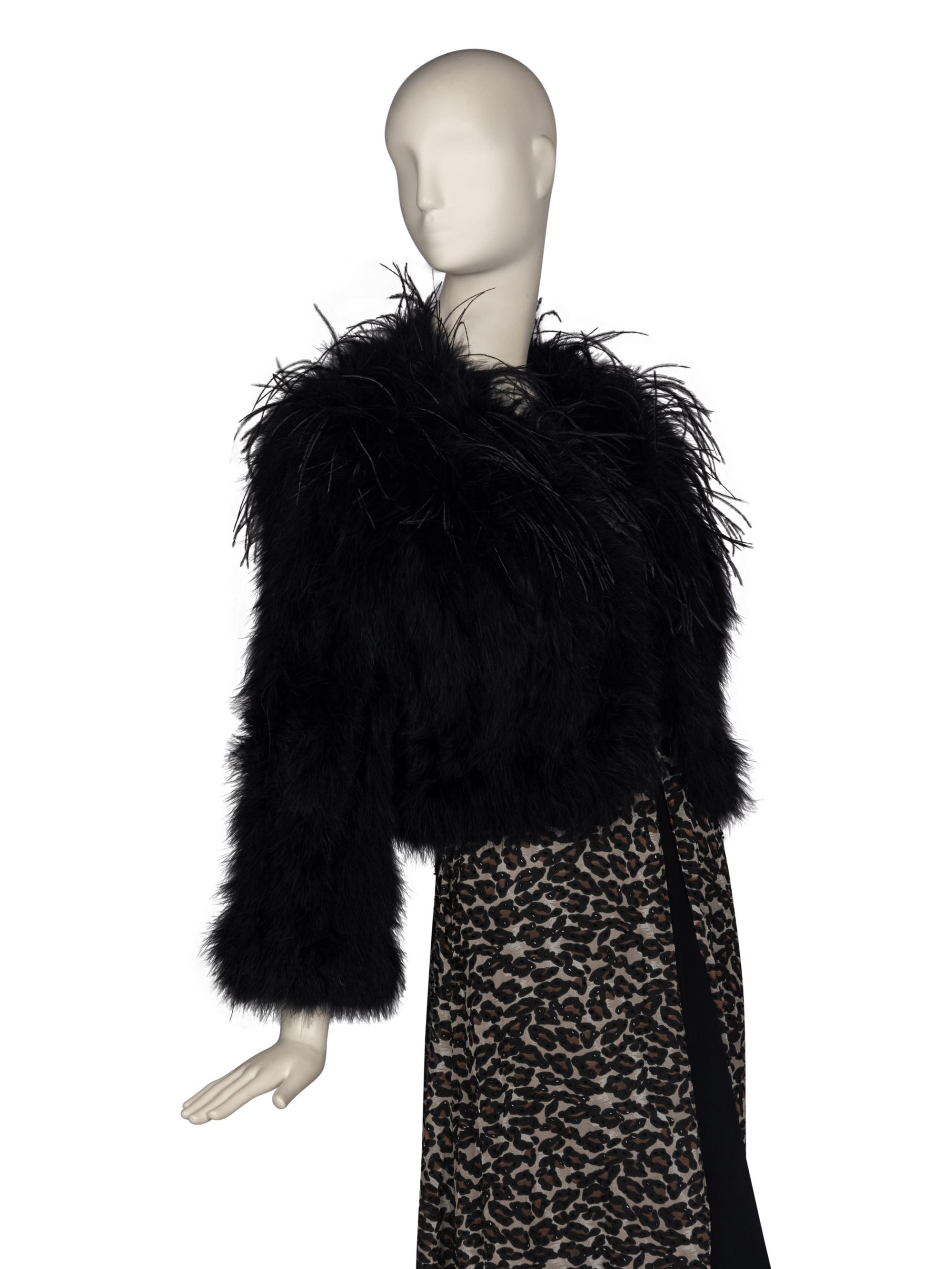 Bob Mackie Beaded Leopard Print Dress & Feather Jackets