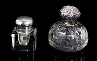 A Set of Two Inkwells Height of tallest 6 inches. — 19TH/20TH CENTURY