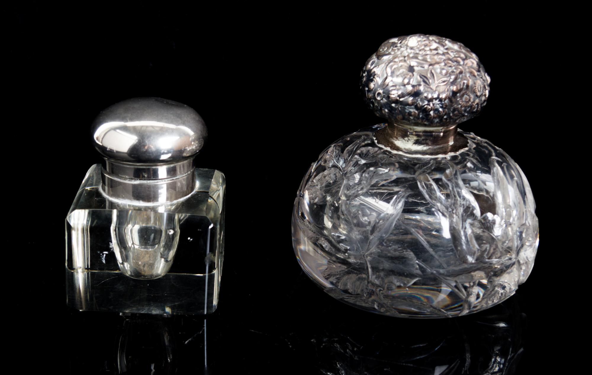 A Set of Two Inkwells Height of tallest 6 inches. — 19TH/20TH CENTURY