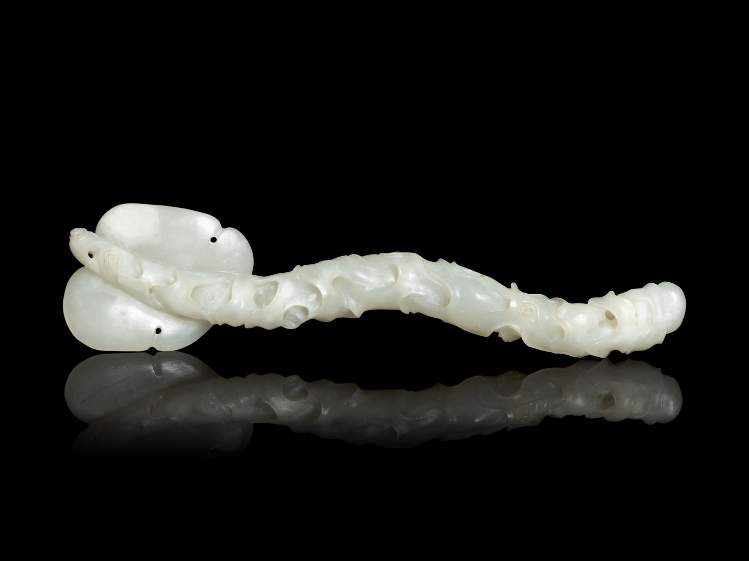 A Chinese White Jade Ruyi Scepter