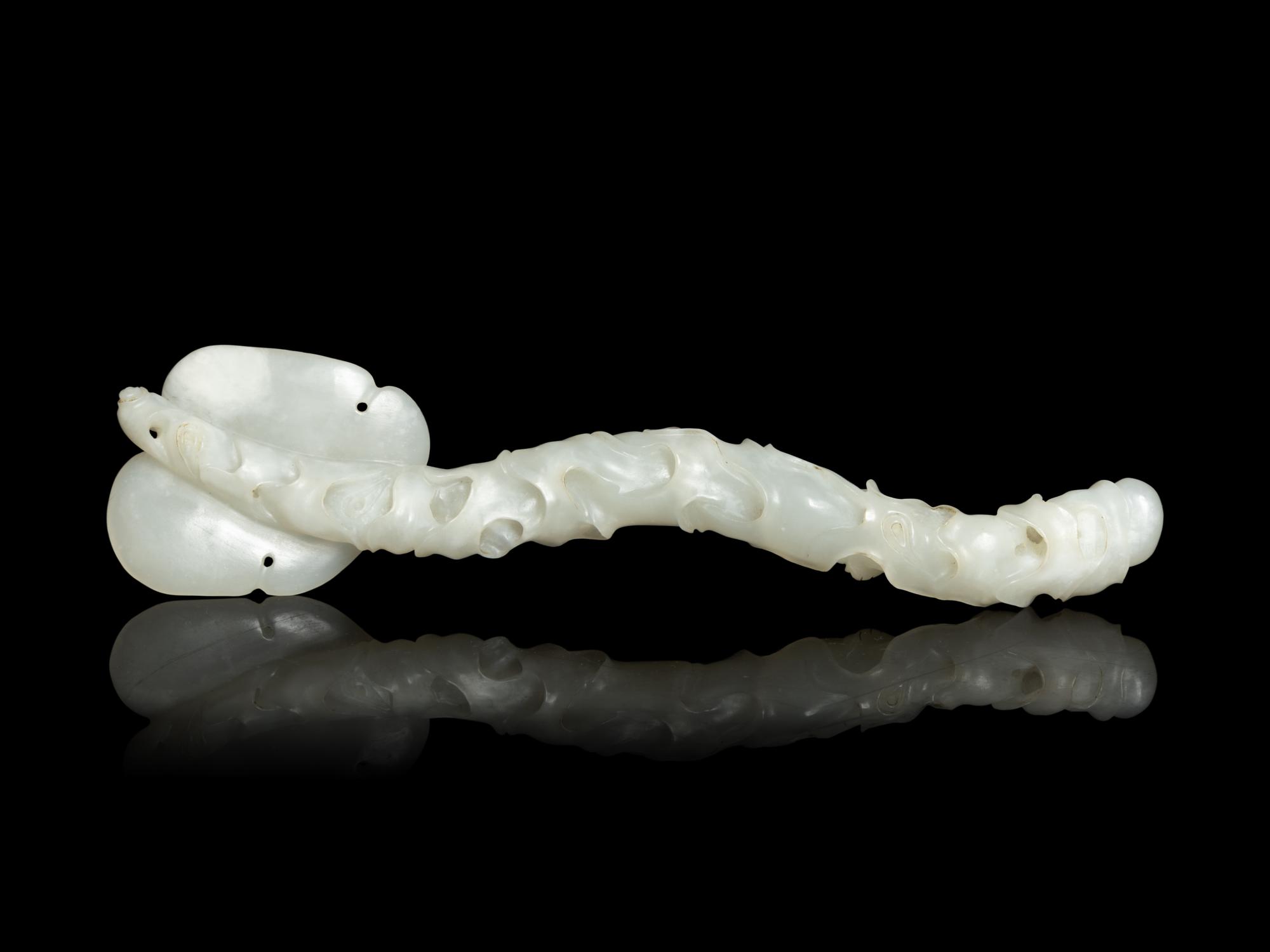 A Chinese White Jade Ruyi Scepter