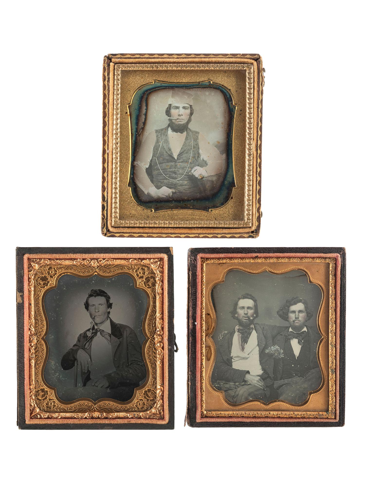 [EARLY PHOTOGRAPHY]. A group of 5 cased images featuring men smoking, comprising: