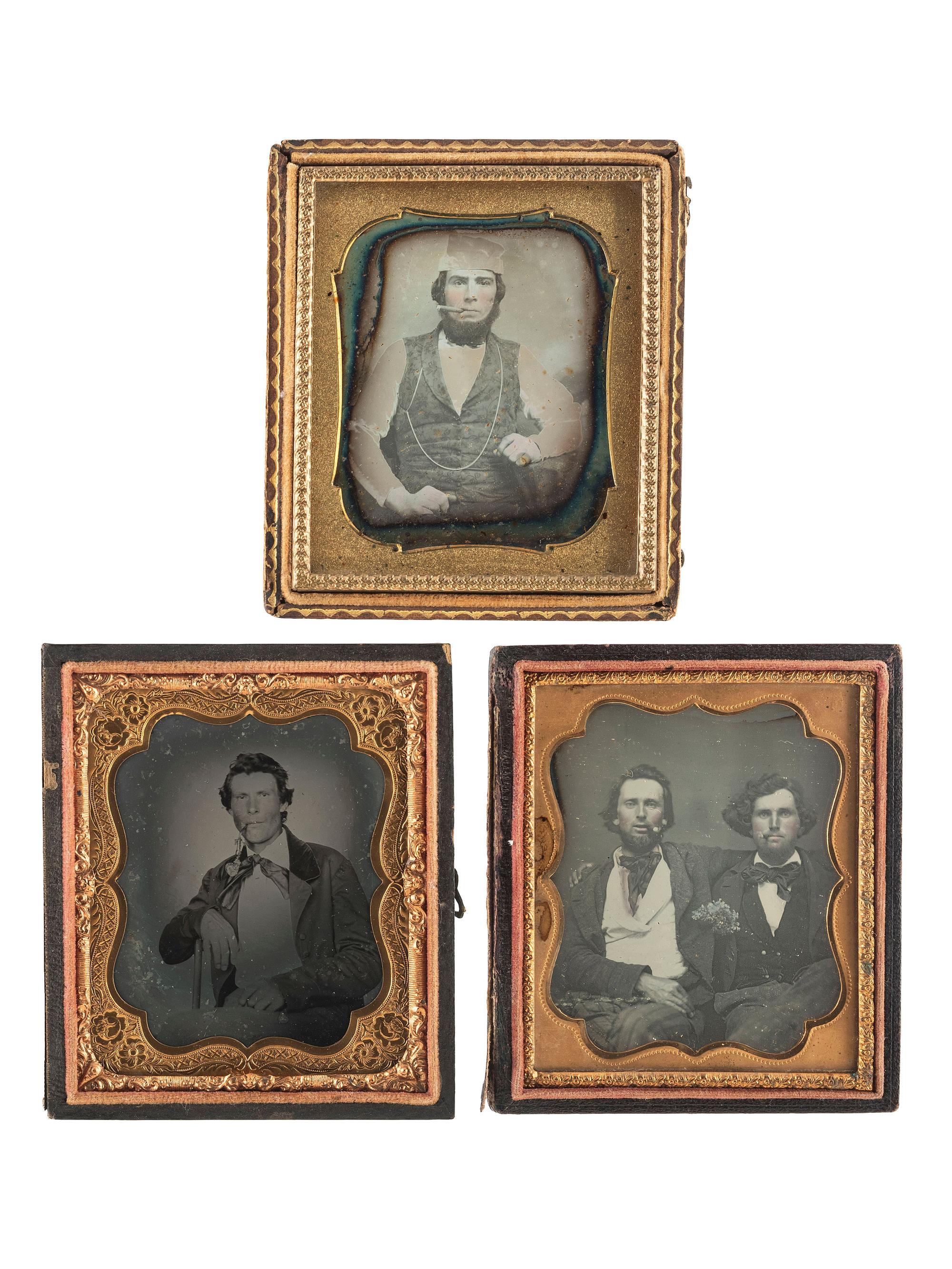 [EARLY PHOTOGRAPHY]. A group of 5 cased images featuring men smoking, comprising: